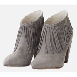 NEW Anine Bing Gray Suede Fringe Booties Women's Sz US 7.5 [jb]